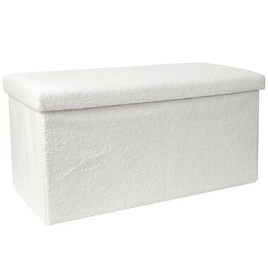 Home Deco Poef - MDF/polyester - Natuurlijk - wit - 76 x 38 cm product
