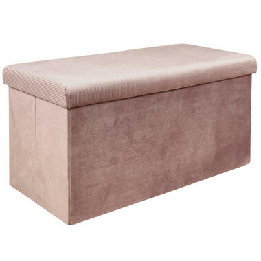 Home Deco Poef Velvet - opbergbox - oud roze - 76 x 38 cm product