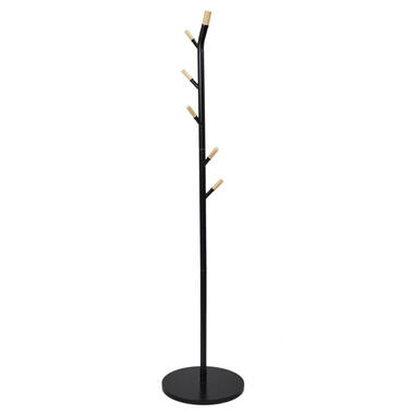 Home Deco Factory Kapstok - zwart - metaal/hout - 6 haken - 175cm product
