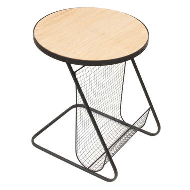 Home Deco Factory Bijzettafel - naturel/zwart - metaal - D41 cm product