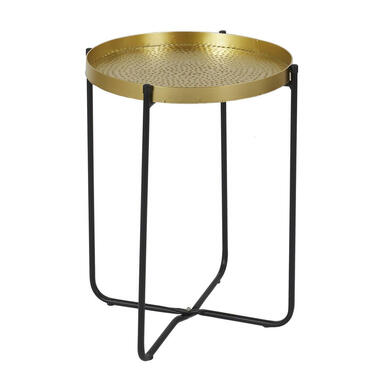 Home Deco Factory Bijzettafel - goud met zwart - metaal - 35 cm product