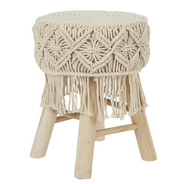 Home Deco Factory Bijzet krukje model Macrame - naturel - H42 cm product