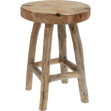 Home & Styling Bijzet krukje - lichtbruin - hout - H42 cm product