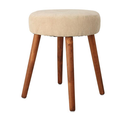 Home & Styling Bijzet krukje - creme wit - hout/stof - 45 cm product