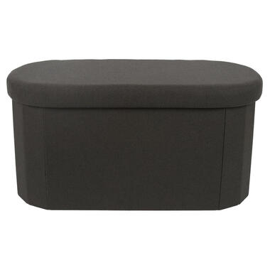 Home Deco - Poef - opbergbox - ovaal - zwart - 76 x 38cm product