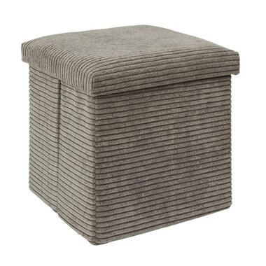 Home Deco - Poefje - opbergbox - rib - zacht taupe - 38 x 38cm product