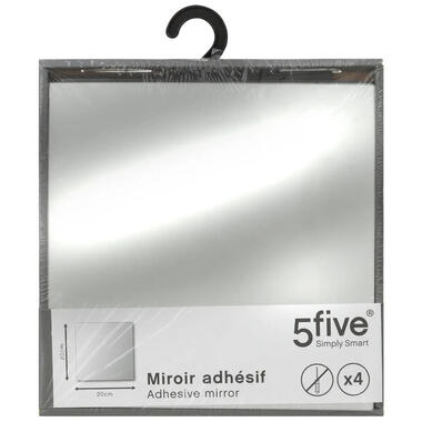 5Five Plak spiegels tegels - 4x stuks - zelfklevend - 20 x 20 cm product