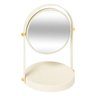 5Five Make-up spiegel op standaard - 26 cm - metaal - ivoor wit product