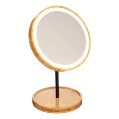 5Five Make-up spiegel met LED verlichting - bamboe - 19 x 31 cm product