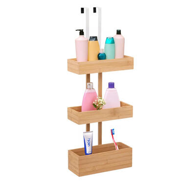 5Five Opbergmanden deur - 3-laags - bamboe - bruin - 28x19x75cm product