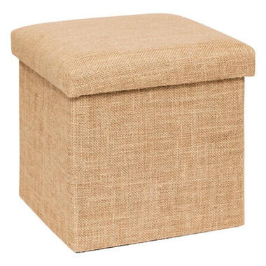 5Five Poef/hocker - opbergbox - beige - PU/MDF - 31 x 31 cm product
