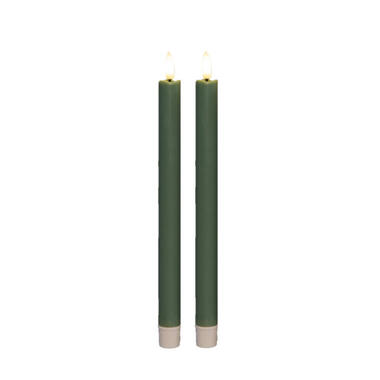Anna Collection Led dinerkaarsen - 2x - groen - 25 cm - 3D vlam product