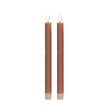 Anna Collection Led dinerkaarsen - 2x - roze - 25 cm - 3D vlam product