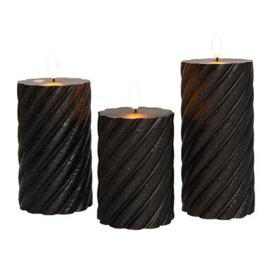 Anna Collection LED kaarsen - 3x - zwart -swirl -afstandsbediening product