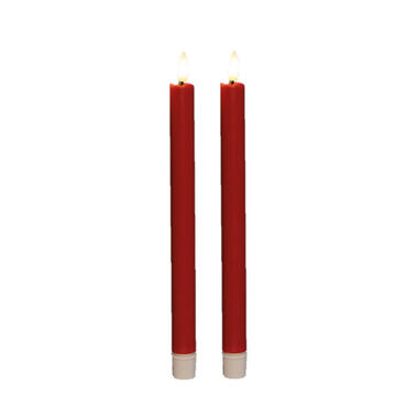 Anna Collection Led dinerkaarsen - 2x - rood - 25 cm - 3D vlam product