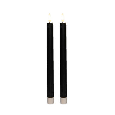 Anna Collection Led dinerkaarsen - 2x - zwart - 25 cm - 3D vlam product