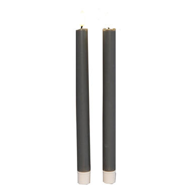 Anna Collection Led dinerkaarsen - 2x - taupe grijs - 25 cm product