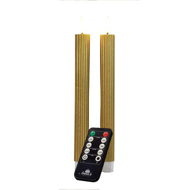 Anna's Collection LED dinerkaarsen - 2x - goud - ribbel product
