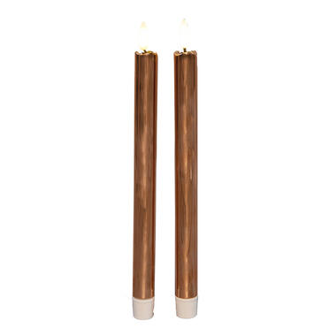 Anna's Collection Led dinerkaarsen - 2x - koper glimmend - 25 cm product