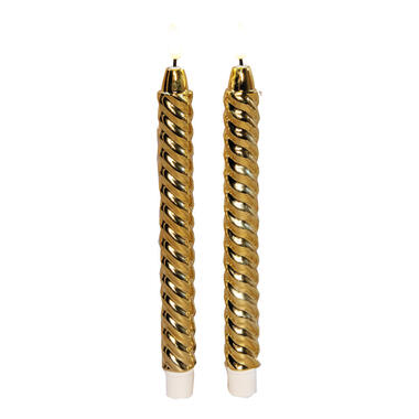 Anna's Collection LED dinerkaarsen - 2x -goud - 25 cm - swirl product