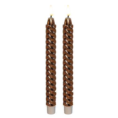 Anna's Collection LED dinerkaarsen - 2x -koper - 25 cm - swirl product