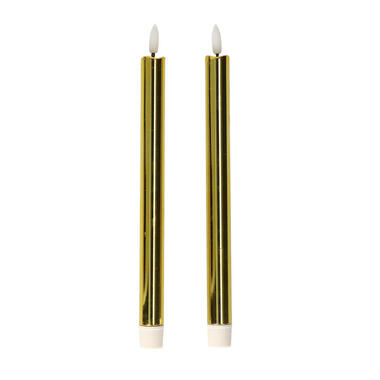 Anna's Collection Led dinerkaarsen - 2x - goud glimmend - 25 cm product
