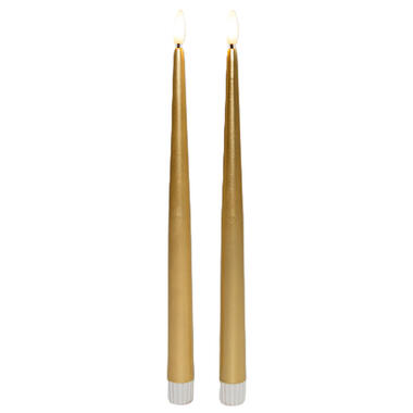 Anna's Collection Led dinerkaarsen - 2x stuks - goud - 30 cm product