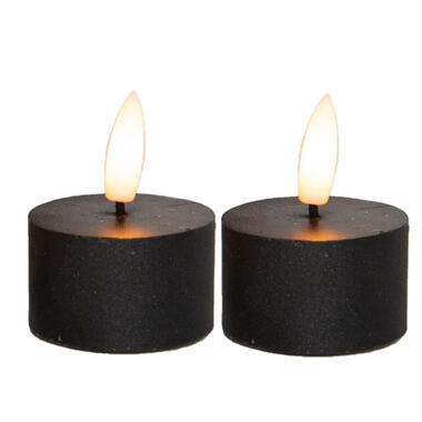 Anna's Collection LED waxinelichtjes - 2x -zwart -D4 x H5 cm product