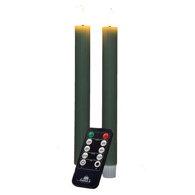 Anna's Collection LED dinerkaarsen - 2x - jade groen - ribbel product