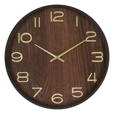Atmosphera Wandklok/muur klok - Woody - Dia 38 cm - hout - bruin product
