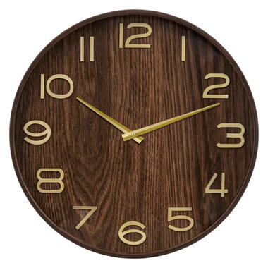 Atmosphera Wandklok/muur klok - Woody - Dia 55 cm - hout - bruin product