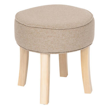 Atmosphera Zit krukje - hout/stof - beige fluweel - D35 x H40 cm product