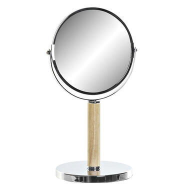 Badkamerspiegel / make-up spiegel rond dubbelzijdig metaal zilver D19 x H34 cm product