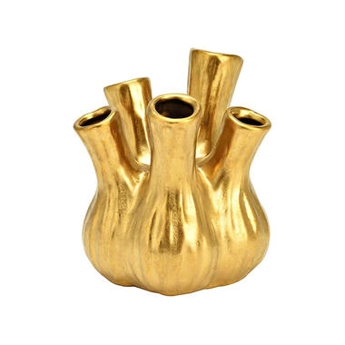 Bloemenvaas - tulpenvaas - goud - keramiek - 13x13x16 cm - toetervaas product