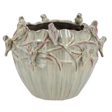 DK Design Bloempot/plantenpot Vogels - mosgroen - D26 x H20 cm product