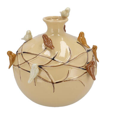 DK Design Vaas Vogels - zandkleurig - D18 x H18 cm product
