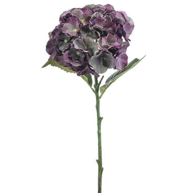Emerald Kunstbloem hortensia tak - 50 cm - groen/paars - hydrangea product