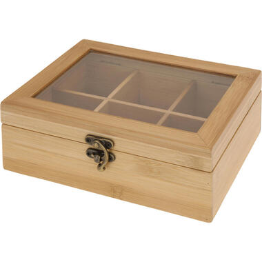 Excellent Houseware Theedoos - 6 vaks - naturel - hout product