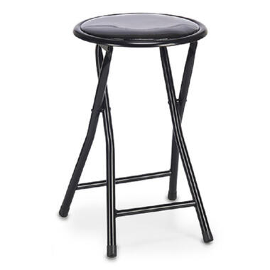 Giftdecor Bijzet krukje/stoel - Opvouwbaar - zwart - H45 cm product