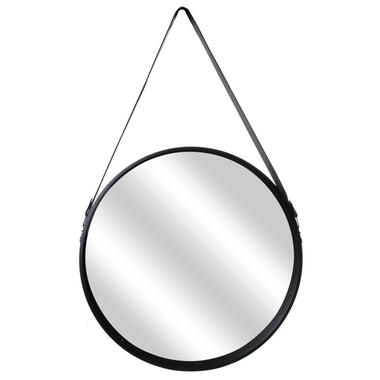 Home Deco Factory spiegel - rond - zwart - leren handvat - D50 cm product