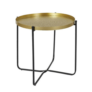 Home Deco Factory Bijzettafel - goud met zwart - metaal - 45 cm product