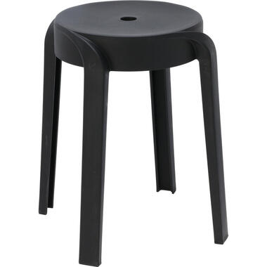 H&S Collection Bijzet krukje - zwart - kunststof - H45 cm product