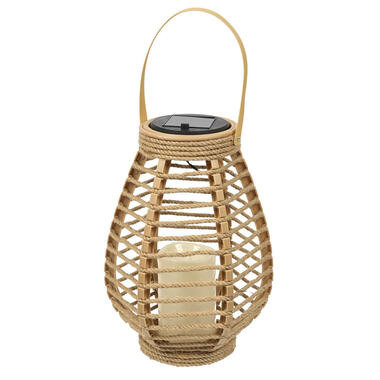 Home deco factory Zonnelantaarn tafellamp - Solar -rotan - 26,5 cm -kaarseffect product