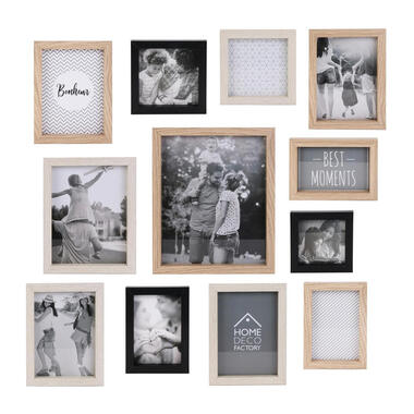 Home deco factory collage fotolijst - 12 fotos- hout - decoratie product