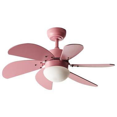 LOGAR - Plafondventilator met lamp - Roze - Synthetisch materiaal