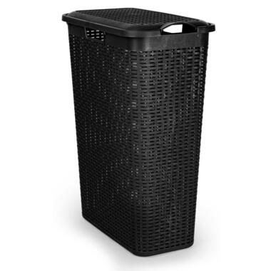 Plasticforte Wasmand deksel Rotan - zwart - kunststof - 48L product