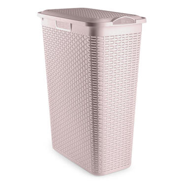 Plasticforte Wasmand deksel Rotan - roze - kunststof - 48L product