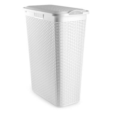 Plasticforte Wasmand deksel Rotan - wit - kunststof - 48L product