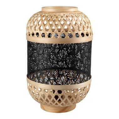 Ostaria Lantaarn lamp - zwart - bamboe - metaal - H38 cm product