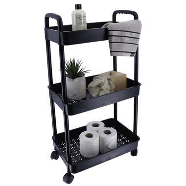Tendance Keuken/badkamer trolley 3 laags - 38 x 26 x 77cm - zwart product